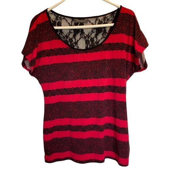 suzy Shier Summer Casual lacy tufted back Red Women's Blouse. Size  Large - Picture 3 of 8